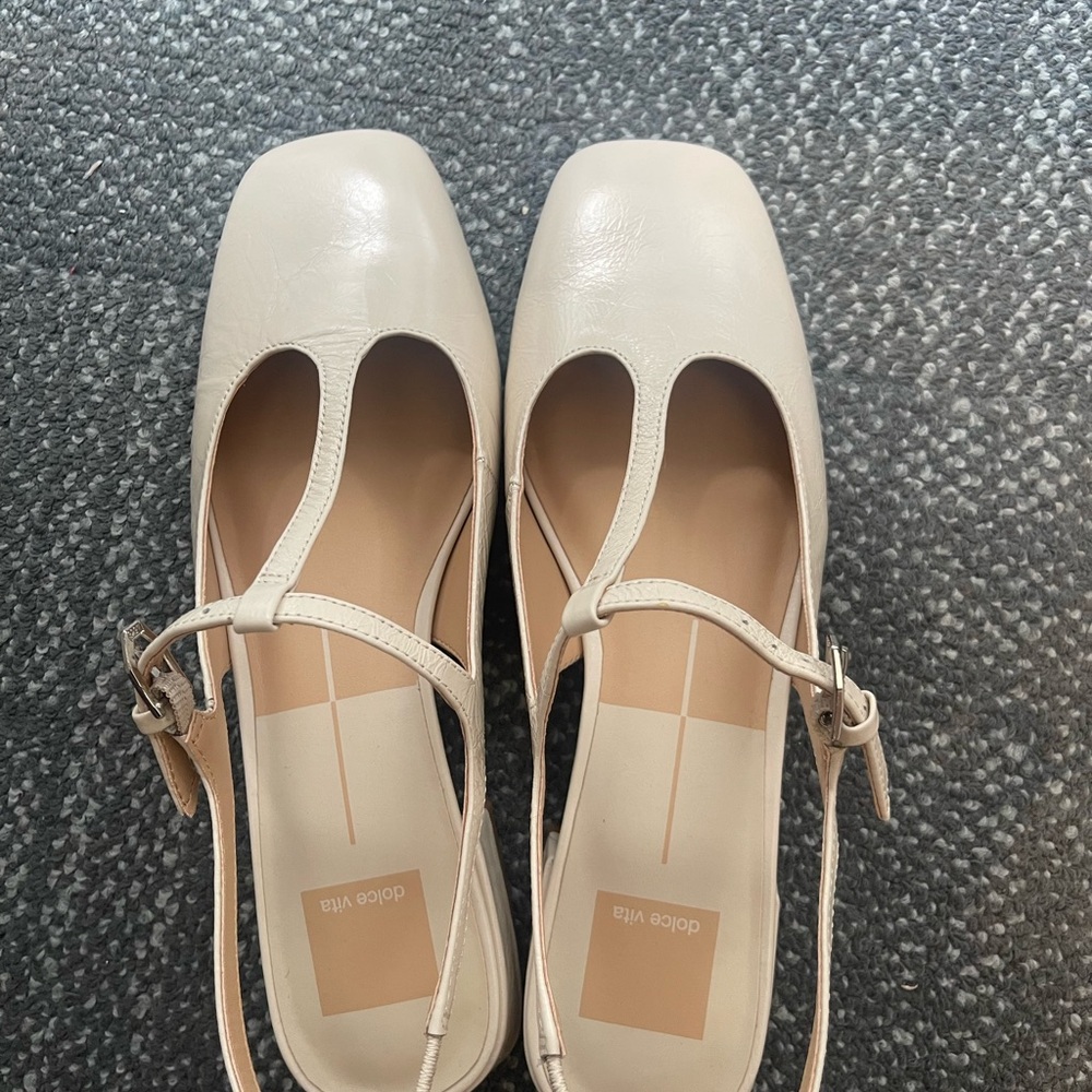 Dolce Vita Cream Mary Jane Flats with Square Toe